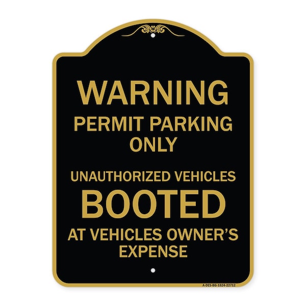Signmission Permit Parking Only Unauthorized Vehicles Booted at Vehicle Owners Expense, A-DES-BG-1824-22712 A-DES-BG-1824-22712 - main